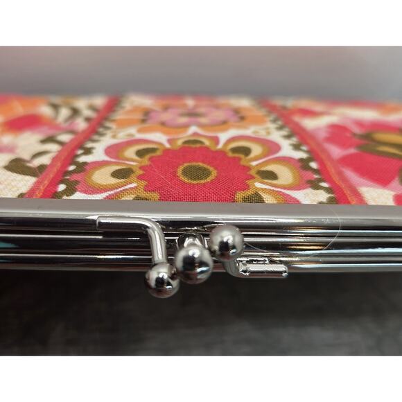 Vera Bradley Clutch Wallet Folkloric Pattern Kiss Lock Two Section Organizer - Picture 2 of 8